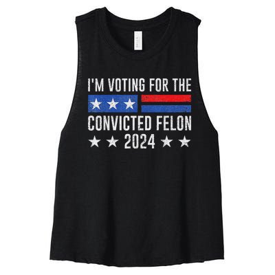 Voting For Felon 2024 Bold Election Statement Women's Racerback Cropped Tank