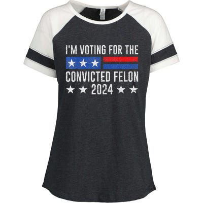 Voting For Felon 2024 Bold Election Statement Enza Ladies Jersey Colorblock Tee