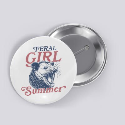 Vintage Feral Girl Summer Opossum Button