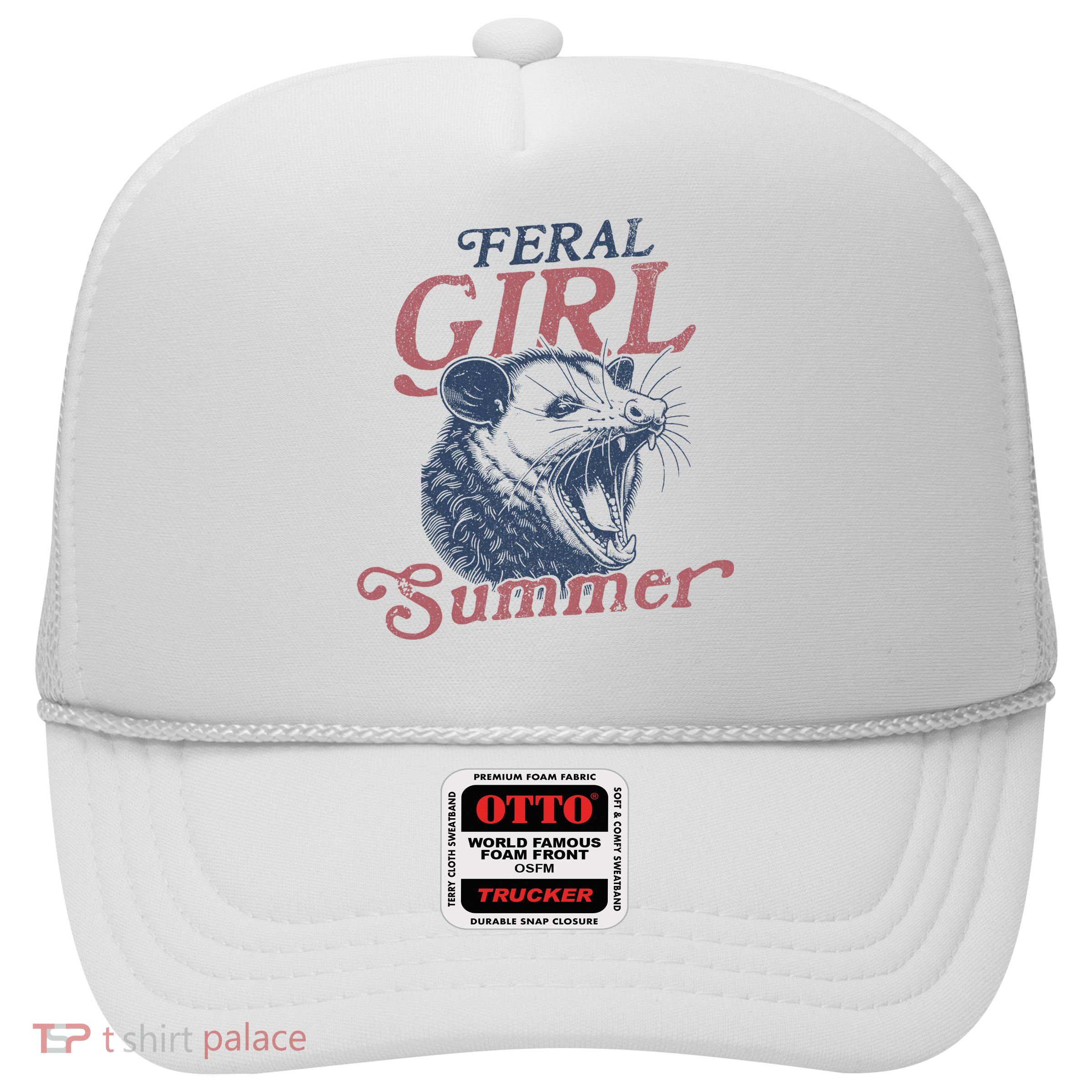 Vintage Feral Girl Summer Opossum Trucker Hat