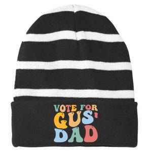 Vote For Gus Dad Team Gus Tim Walz Gus Walz Striped Beanie with Solid Band