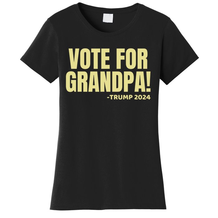 Vote For Grandpa Trump 2024 Funny Grandson Political Election Women's T-Shirt