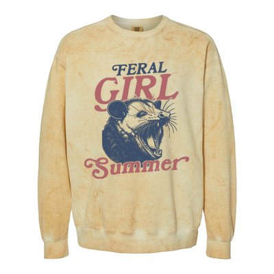 Vintage Feral Girl Summer Opossum Colorblast Crewneck Sweatshirt