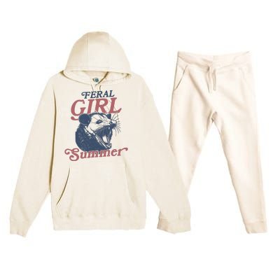 Vintage Feral Girl Summer Opossum Premium Hooded Sweatsuit Set