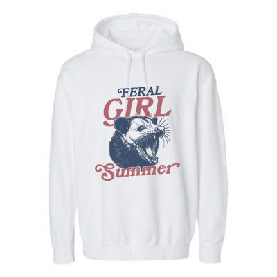 Vintage Feral Girl Summer Opossum Garment-Dyed Fleece Hoodie