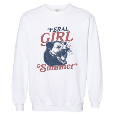 Vintage Feral Girl Summer Opossum Garment-Dyed Sweatshirt