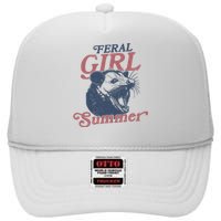 Vintage Feral Girl Summer Opossum High Crown Mesh Back Trucker Hat