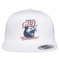 Vintage Feral Girl Summer Opossum Flat Bill Trucker Hat