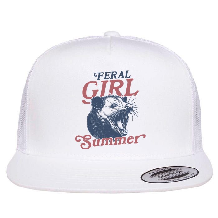 Vintage Feral Girl Summer Opossum Flat Bill Trucker Hat