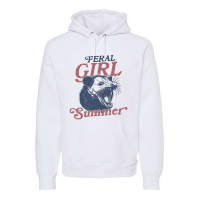 Vintage Feral Girl Summer Opossum Premium Hoodie