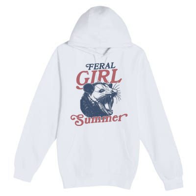 Vintage Feral Girl Summer Opossum Premium Pullover Hoodie