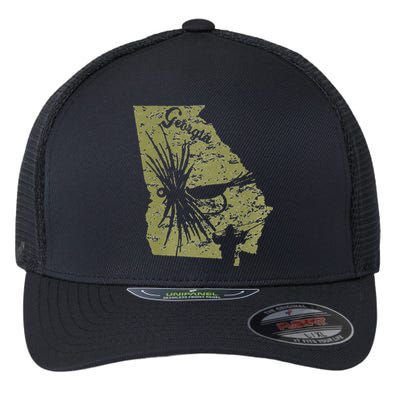 Vintage Fish Georgia State Map Ga Fly Fishing Trout Fishing Premium Flexfit Unipanel Trucker Cap