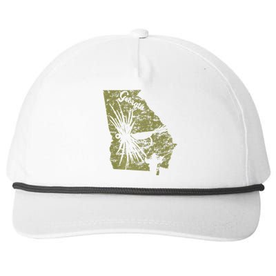 Vintage Fish Georgia State Map Ga Fly Fishing Trout Fishing Premium Snapback Five-Panel Rope Hat