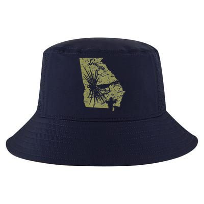 Vintage Fish Georgia State Map Ga Fly Fishing Trout Fishing Premium Cool Comfort Performance Bucket Hat