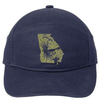 Vintage Fish Georgia State Map Ga Fly Fishing Trout Fishing Premium 7-Panel Snapback Hat