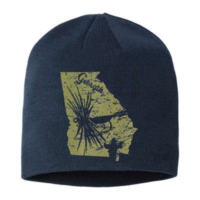 Vintage Fish Georgia State Map Ga Fly Fishing Trout Fishing Premium Sustainable Beanie