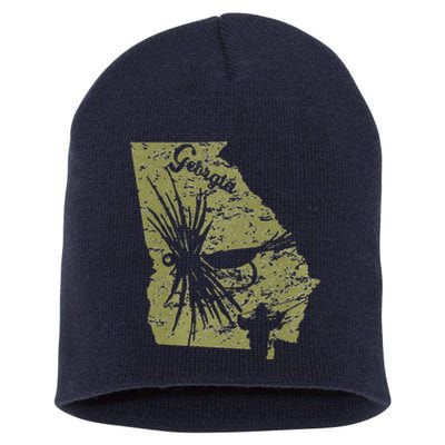 Vintage Fish Georgia State Map Ga Fly Fishing Trout Fishing Premium Short Acrylic Beanie