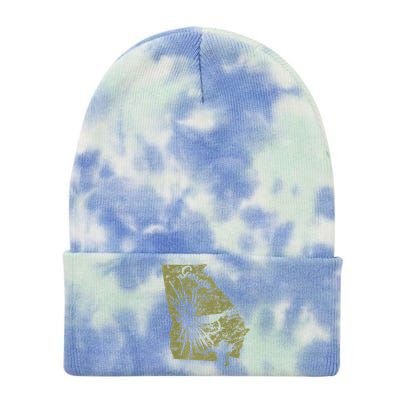 Vintage Fish Georgia State Map Ga Fly Fishing Trout Fishing Premium Tie Dye 12in Knit Beanie