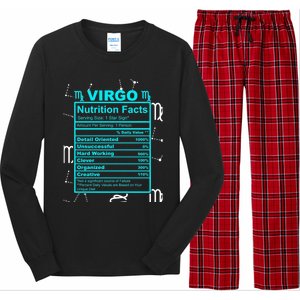 Virgo Funny Gift Horoscope And Zodiac With Funny Nutrition Facts Cool Gift Long Sleeve Pajama Set