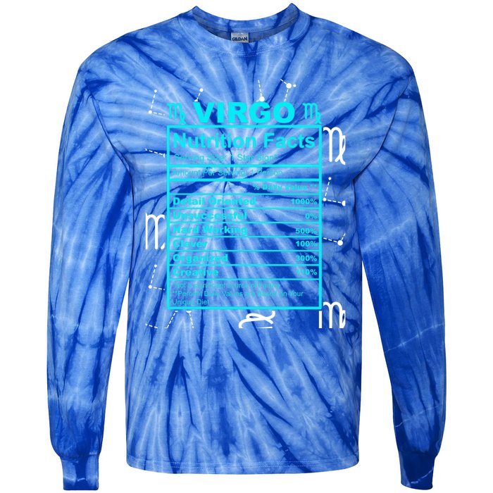 Virgo Funny Gift Horoscope And Zodiac With Funny Nutrition Facts Cool Gift Tie-Dye Long Sleeve Shirt