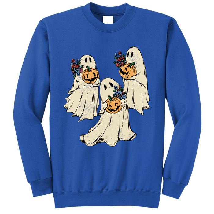 Vintage Floral Ghost Cute Halloween Costume Funny Graphic Funny Gift Sweatshirt