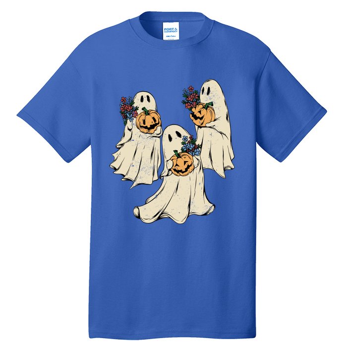 Vintage Floral Ghost Cute Halloween Costume Funny Graphic Funny Gift Tall T-Shirt