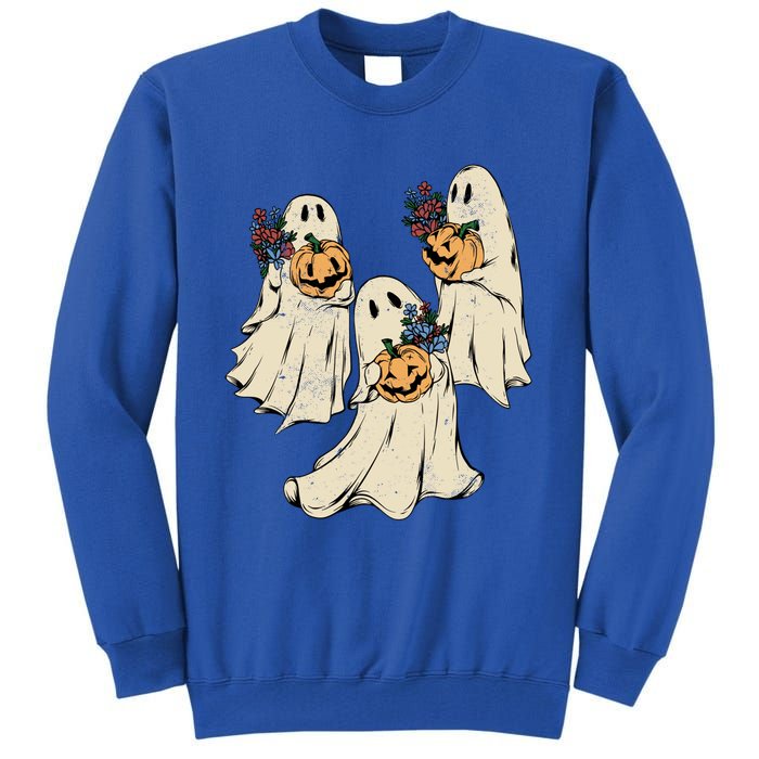 Vintage Floral Ghost Cute Halloween Costume Funny Graphic Funny Gift Tall Sweatshirt