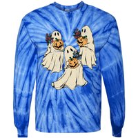 Vintage Floral Ghost Cute Halloween Costume Funny Graphic Funny Gift Tie-Dye Long Sleeve Shirt