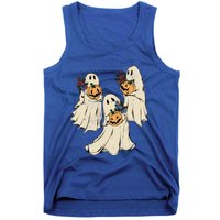 Vintage Floral Ghost Cute Halloween Costume Funny Graphic Funny Gift Tank Top