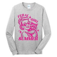 Vintage Feral Girl Summer Opossum Funny Raccoon Women Tall Long Sleeve T-Shirt