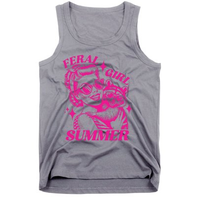 Vintage Feral Girl Summer Opossum Funny Raccoon Women Tank Top