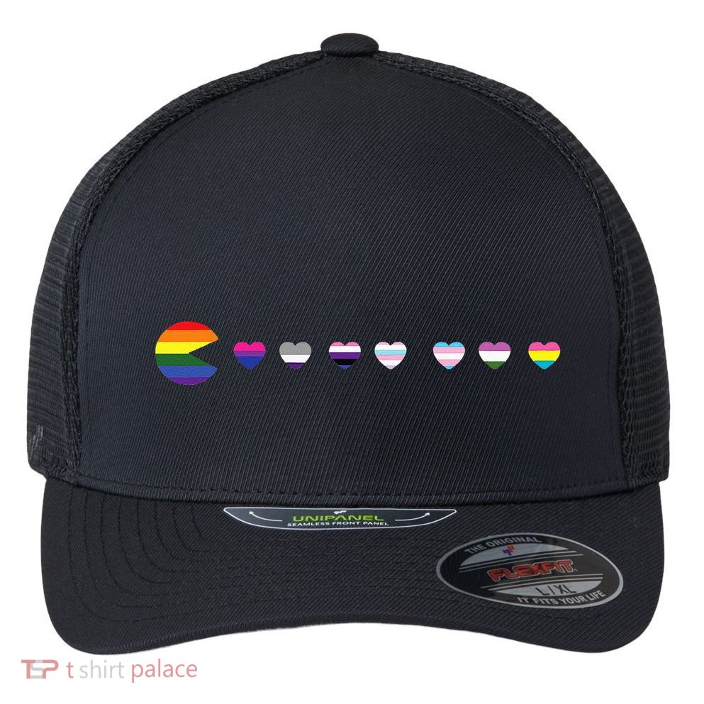 VideoGame Funny Gaming LGBTQ Ally Pride Flag Gamer Flexfit Unipanel Trucker Cap