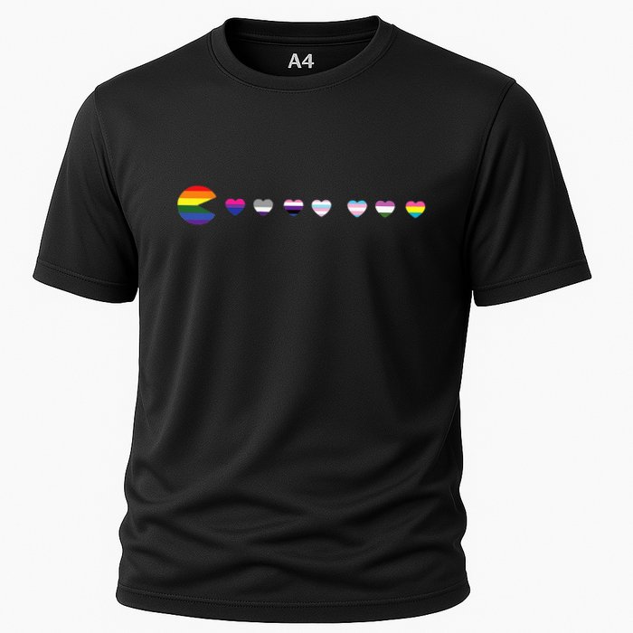 VideoGame Funny Gaming LGBTQ Ally Pride Flag Gamer Cooling Performance Crew T-Shirt