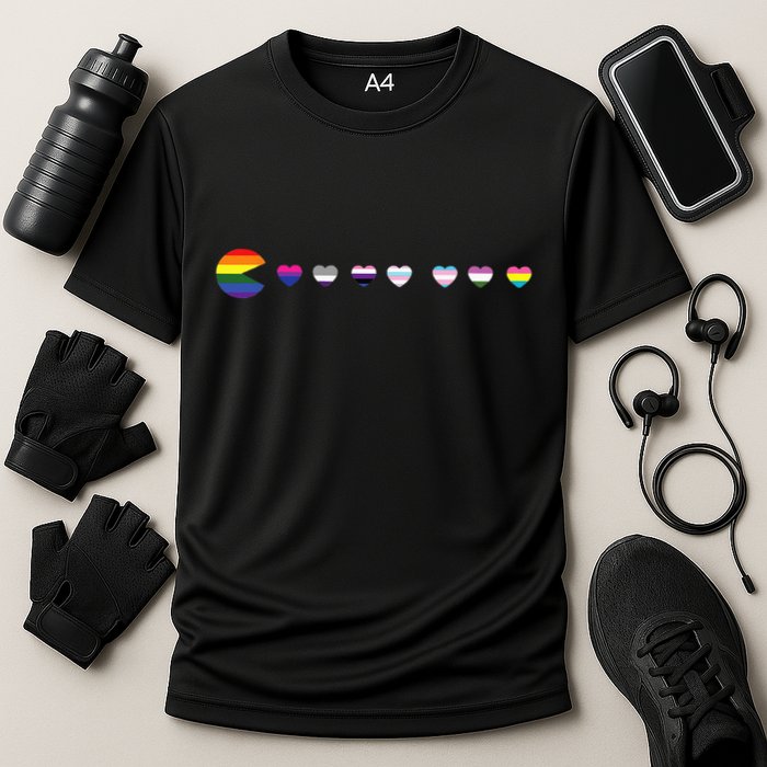 VideoGame Funny Gaming LGBTQ Ally Pride Flag Gamer Cooling Performance Crew T-Shirt