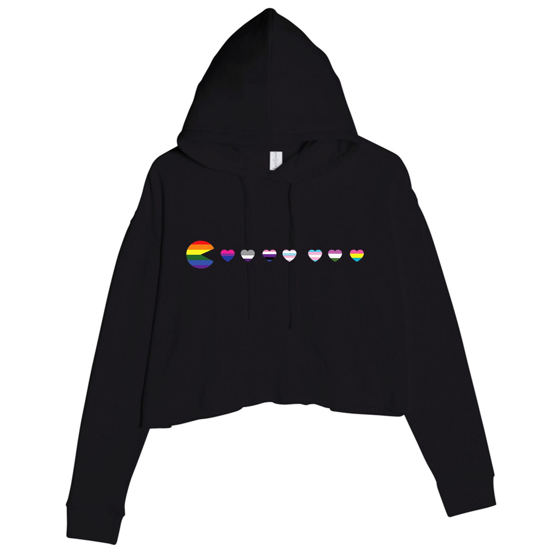 VideoGame Funny Gaming LGBTQ Ally Pride Flag Gamer Crop Fleece Hoodie