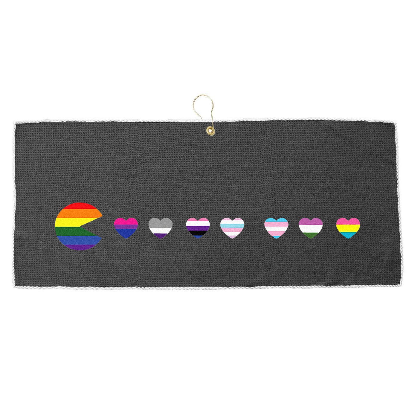 VideoGame Funny Gaming LGBTQ Ally Pride Flag Gamer Large Microfiber Waffle Golf Towel