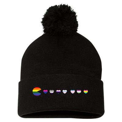 VideoGame Funny Gaming LGBTQ Ally Pride Flag Gamer Pom Pom 12in Knit Beanie