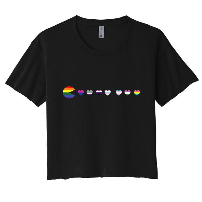 VideoGame Funny Gaming LGBTQ Ally Pride Flag Gamer Women's Crop Top Tee