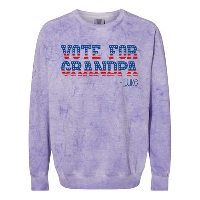 Vote For Grandpa Quote Luke Cute Grandson Trump 2024 Rally Colorblast Crewneck Sweatshirt