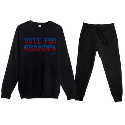 Vote For Grandpa Quote Luke Cute Grandson Trump 2024 Rally Premium Crewneck Sweatsuit Set