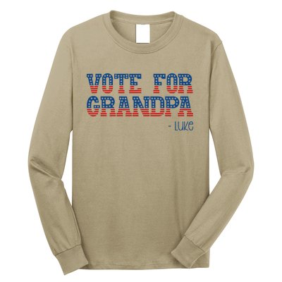 Vote For Grandpa Quote Luke Cute Grandson Trump 2024 Rally Long Sleeve Shirt