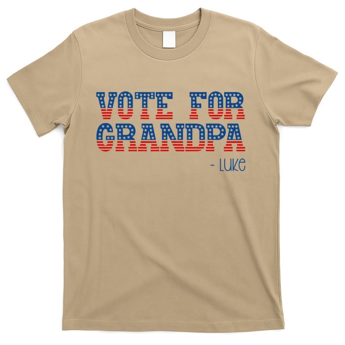 Vote For Grandpa Quote Luke Cute Grandson Trump 2024 Rally T-Shirt