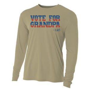 Vote For Grandpa Quote Luke Cute Grandson Trump 2024 Rally Cooling Performance Long Sleeve Crew