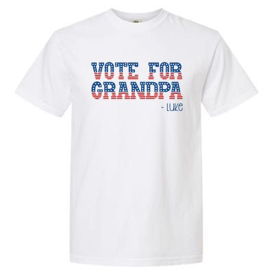 Vote For Grandpa Quote Luke Cute Grandson Trump 2024 Rally Garment-Dyed Heavyweight T-Shirt