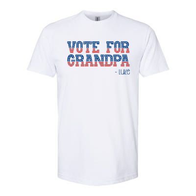 Vote For Grandpa Quote Luke Cute Grandson Trump 2024 Rally Softstyle CVC T-Shirt