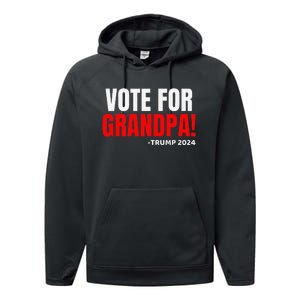 Vote For Grandpa! 2024 Funny Grandson Political Endorsement Performance Fleece Hoodie