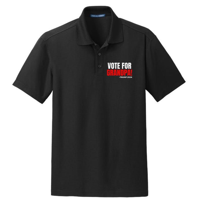 Vote For Grandpa! 2024 Funny Grandson Political Endorsement Dry Zone Grid Polo