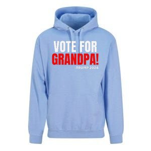 Vote For Grandpa! 2024 Funny Grandson Political Endorsement Unisex Surf Hoodie