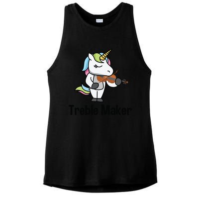 Violin For Girl Treble Maker Unicorn Violinist Ladies PosiCharge Tri-Blend Wicking Tank