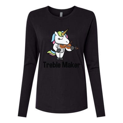 Violin For Girl Treble Maker Unicorn Violinist Womens Cotton Relaxed Long Sleeve T-Shirt